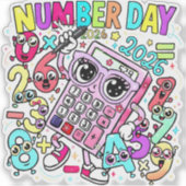 Nummerdag Rekenmachine Sticker voor Kinderen UK Sc (Voorkant)