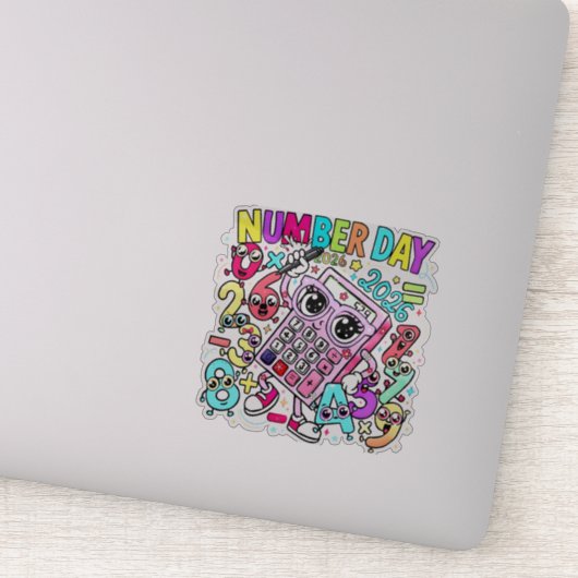 Nummerdag Rekenmachine Sticker voor Kinderen UK Sc (Detail)