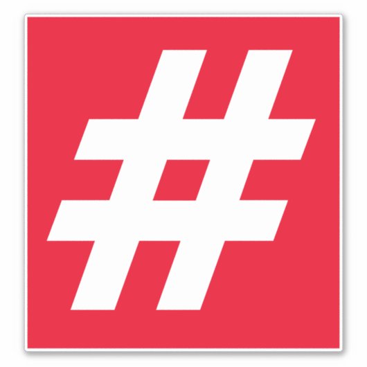 Nummerhashtag Rood en Witte sticker (Voorkant)