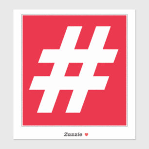 Nummerhashtag Rood en Witte sticker