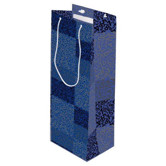 Nummerpatroon 01 w Dblue BG Wijn Cadeautas (Voorkant Gekanteld)