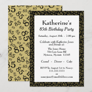 Nummerpatroon 85-koel-verjaardagsfeestdag Gold/zwa Kaart