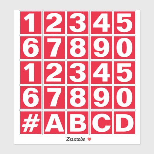 Nummerplaat in rode en witte stickers (Vel)