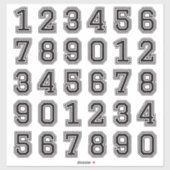 Nummers 0-9 zwart college sport lettertype sticker (Vel)