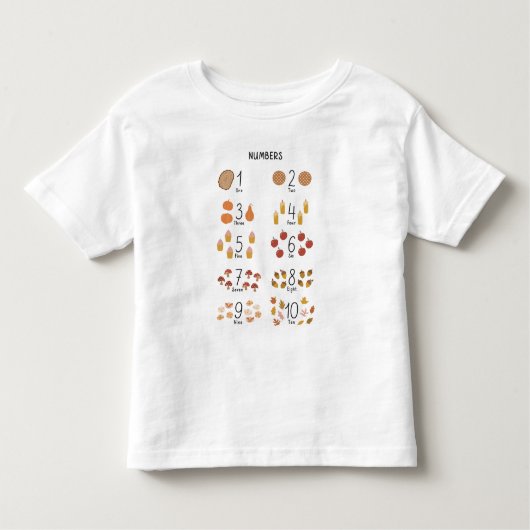 Nummers 1 - 10 in Herfst Esthetisch Educatief Kinder Shirts (Voorkant)