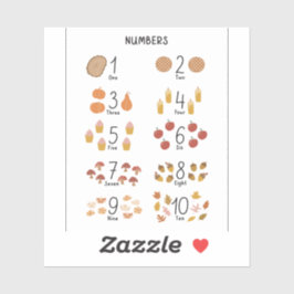 Nummers 1 - 10 in Herfst Esthetisch Kinder Educati Sticker