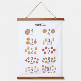 Nummers 1 - 10 in herfst esthetische kindereducati hangend wandkleed