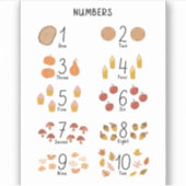 Nummers 1 - 10 in herfst esthetische kindereducati sticker (Voorkant)
