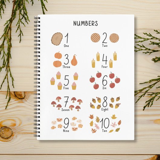 Nummers 1 - 10 in Herfst Esthetische Kinderen Notitieboek
