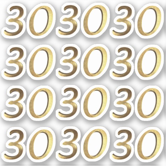 Nummers 30 Faux Gold 30e Jubileum Sticker (Voorkant)