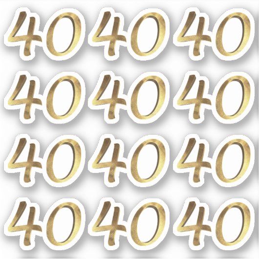 Nummers 40 Faux Gold 40e Jubileum ticker Sticker (Voorkant)