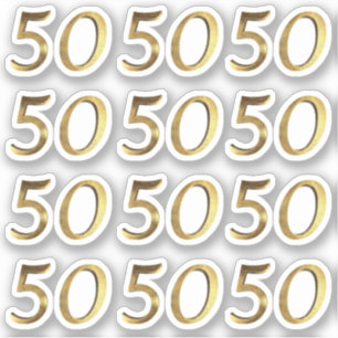 Nummers 50 Faux Gold 50e Jubileum Sticker