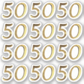 Nummers 50 Faux Gold 50ste Jubileum Sticker (Voorkant)