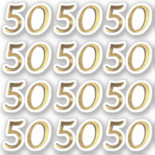 Nummers 50 Faux Gold 50ste Jubileum Sticker