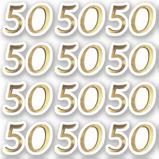 Nummers 50 Faux Gold 50ste Jubileum Sticker (Voorkant)