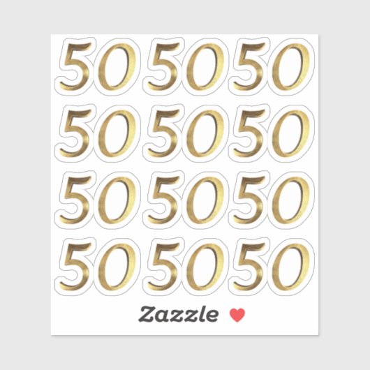 Nummers 50 Faux Gold 50ste Jubileum Sticker (Vel)
