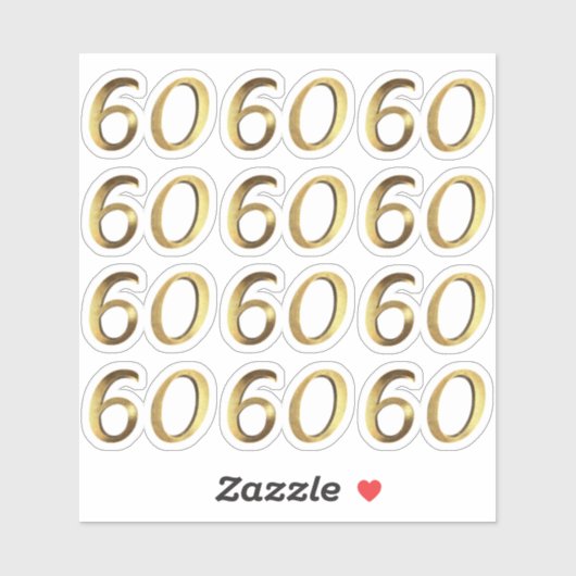 Nummers 60 Faux Gold 60e Jubileum Sticker (Vel)