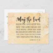 Nummers 6:24-26 De Heer zegent U Bijbelvers Briefkaart (Voorkant / Achterkant)