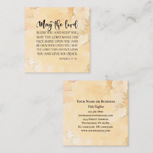 Nummers 6:24-26 De Heer zegent U Bijbelvers Vierkante Visitekaartje (Voorkant / Achterkant)
