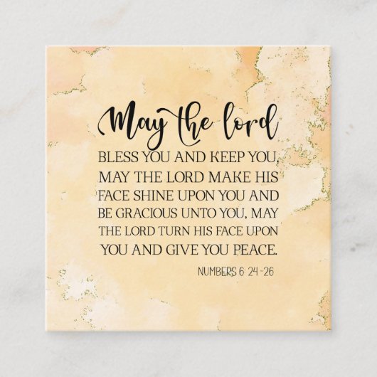 Nummers 6:24-26 De Heer zegent U Bijbelvers Vierkante Visitekaartje (Voorkant)