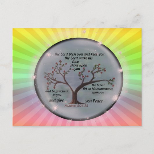 Nummers 6:24-26 Lord Bless You and Keep You Peace Briefkaart (Voorkant)
