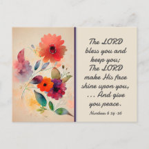 Nummers 6 24-26 Lord Bless You Floral Waterverf