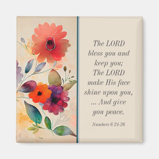 Nummers 6 24-26 Lord Bless You Floral Waterverf Magneet (Voorkant)
