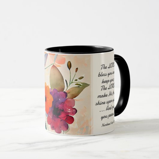 Nummers 6 24-26 Lord Bless You Floral Waterverf Mok (Voorkant rechts)