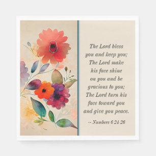 Nummers 6 24-26 Lord Bless You Floral Waterverf Servet