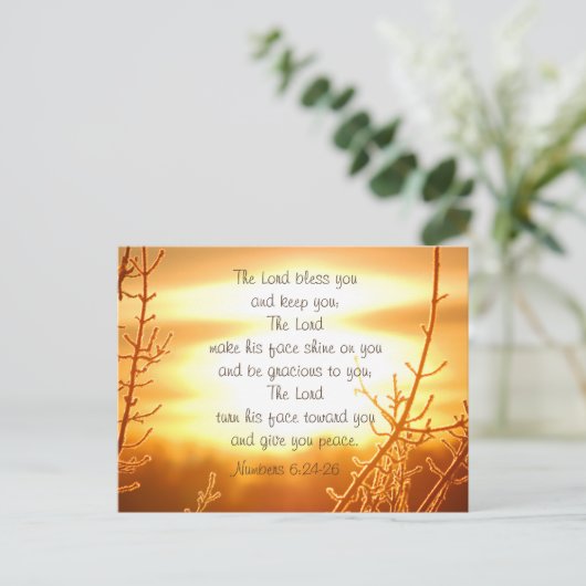 Nummers 6 24-26 Lord's Blessing Bible Verse Briefkaart (Staand voorkant)