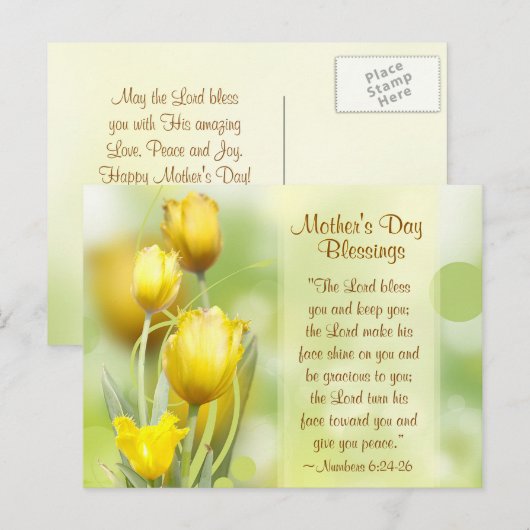 Nummers 6:24-26, Moederdag, Tulpen Briefkaart (Voorkant / Achterkant)
