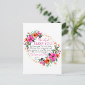 Nummers 6:24-26 Roze Bloemenkrans Christelijk Briefkaart (Staand voorkant)