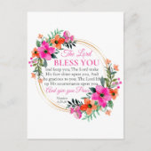 Nummers 6:24-26 Roze Bloemenkrans Christelijk Briefkaart (Voorkant)