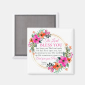 Nummers 6:24-26 Roze Bloemenkrans Christelijk Magneet (Voorkant / Achterkant)