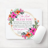 Nummers 6:24-26 Roze Bloemenkrans Christelijk Muismat (Met muis)