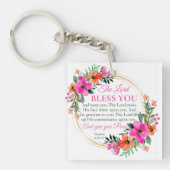 Nummers 6:24-26 Roze Bloemenkrans Christelijk Sleutelhanger (voorkant)