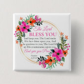 Nummers 6:24-26 Roze Bloemenkrans Christelijk Vierkante Button 5,1 Cm (Voorkant)