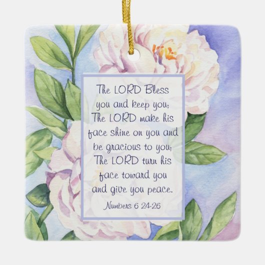 Nummers 6 24-26 The Lord Bless You Floral Keramisch Ornament (Voorkant)