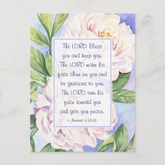 Nummers 6 24-26 The Lord Bless You Flowers Briefkaart (Voorkant)