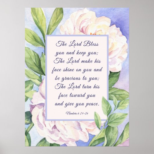 Nummers 6 24-26 The Lord Bless You Flowers Poster (Voorkant)