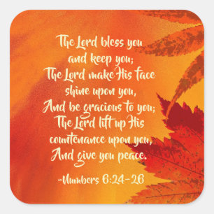 Nummers 6:24-26 The Lord Bless You, Herfst Vierkante Sticker