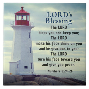 Nummers 6 24-26 The Lord Bless You, Lighthouse Tegeltje