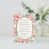 Nummers 6:24-26 The Lord Bless You Roze Floral Briefkaart (Staand voorkant)