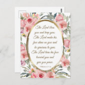 Nummers 6:24-26 The Lord Bless You Roze Floral Briefkaart (Voorkant / Achterkant)