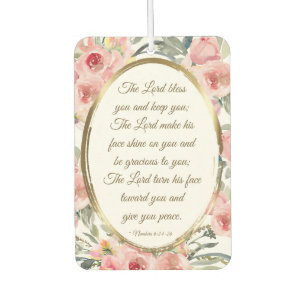 Nummers 6:24-26 The Lord Bless You Roze Floral Luchtverfrisser