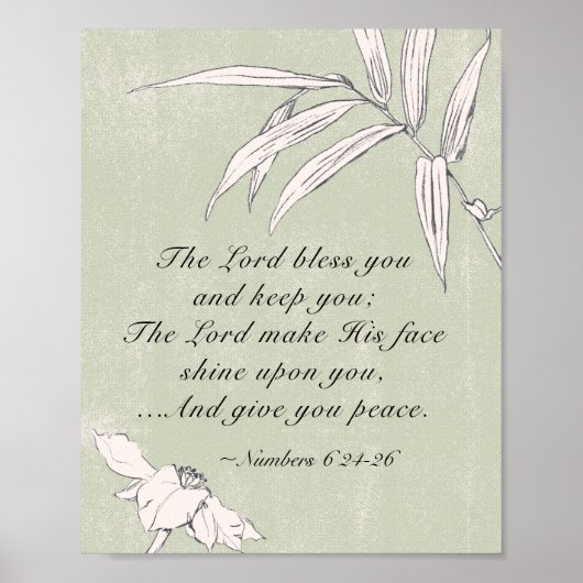 Nummers 6 24-26 The Lord Bless You Simple Floral Poster (Voorkant)
