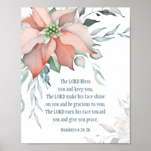Nummers 6:24-26 The Lord Bless You Winter Floral Poster