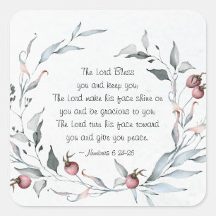 Nummers 6:24-26 The Lord Bless You Winter Floral Vierkante Sticker