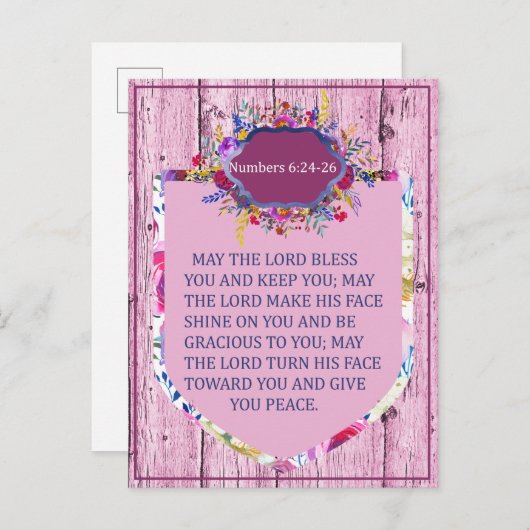 Nummers 6:24 - De Verse Bijbel van de Heer Briefkaart (Voorkant / Achterkant)