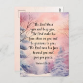 Nummers 6 Heer zegene u Bijbel Verse Winter Scène Briefkaart (Voorkant / Achterkant)